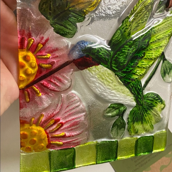 Vibrant Glass Hummingbird Art Piece - Picture 2 of 3